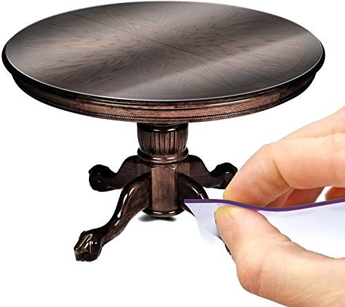 ANRO Pellicola protettiva per il tavolo, in PVC, trasparente, 2 mm, rotonda, bordo dritto, 90°, dimensioni: 120 cm.