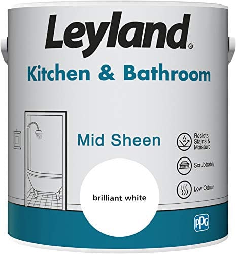 Leyland Kitchen & Bathroom Mid Sheen, Brilliant White, 2.5 Litre