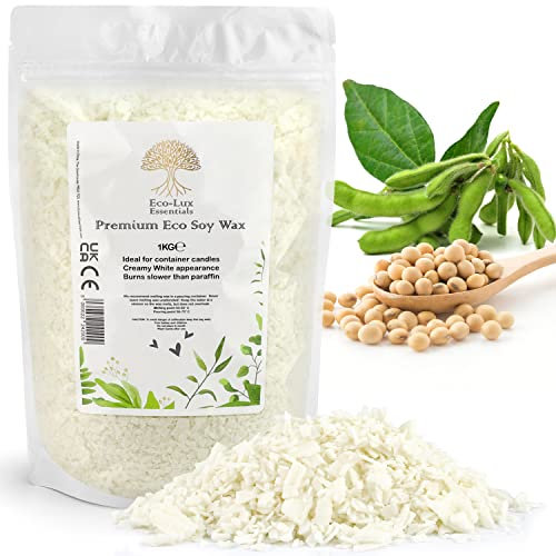 Eco-Lux Essentials Premium Eco Sojawachs, vegan, tierversuchsfrei, 100% natürlich (1 kg), Weiß
