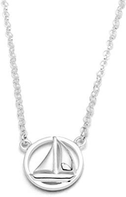 DUR Damen Halskette Ahoi Segelschiff aus 925er Sterling-Silber in der Farbe Silber, Länge: 42 cm, K2556