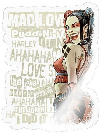 Spreadshirt Harley Quinn Augenzwinkern Sticker, max. 10 x 10 cm, 10 x 10 cm, Transparent glänzend