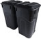United Solutions Lot de 2 poubelles d'extérieur à roulettes de 32 gallons avec couvercle à verrouillage rapide et poignées robustes, noir, construction robuste, parfaite pour jardin, terrasse ou