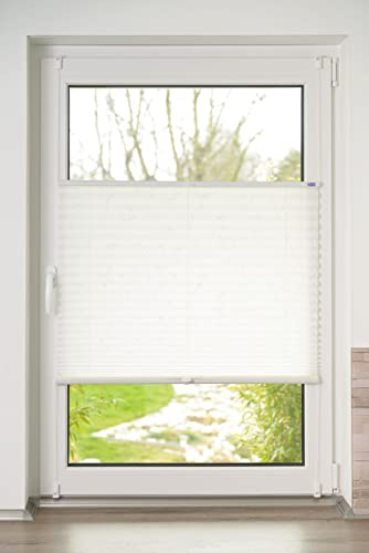 Khome Klemmfix-Plissee, Elba Bedruckt Weiß, 95 x 210 cm (B x L) Modern