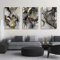 HEHGVCF Bild auf Leinwand Geometrische 40 x 60 cm, Abstrakt Marmor Art Schwarz Weiß Gold Grau Wandbild Poster Leinwandbild Bilder Poster Set Ohne Rahmen (D,60 x90cm)