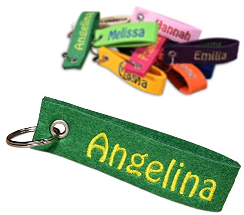 polar-effekt Filz Schlüsselband mit personalisiertem Stick - Farbe Grün - Wunschtext gestickt - Schlüsselanhänger - für Auto und Haustürschlüssel - individuelle Geschenkidee - Made in Germany