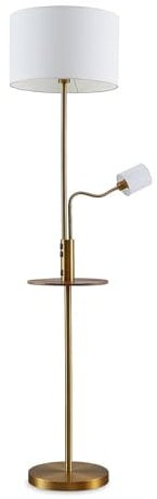 Lindby Stehlampe Aovanmit USB Anschluss (Modern) in Bronze aus Metall (1 flammig, E27) - Textil Stehleuchte Floor Lamp Standleuchte Wohnzimmerlampe Wohnzimmerleuchte
