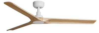Faro Heywood Ventilateur de plafond blanc moyen en bois clair avec moteur à courant continu, 6 vitesses