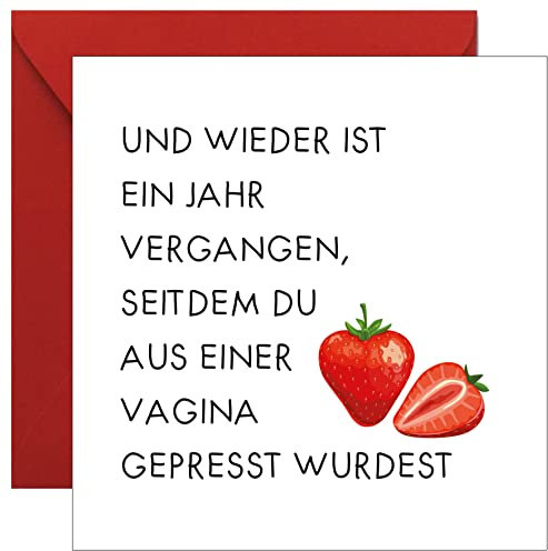 KARTEN 24 VERSAND Lustige süsse Geburtstagskarte Sprüche Erdbeere für Frau Mann lustig witzig mit Spruch liebe Glückwunschkarte zum Geburtstag humor sie ihn frech (Erdbeere)