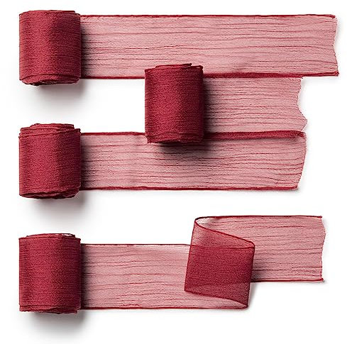 CHUQING 38mm x 4,5m Geschenkband Rot Schleifenband, 4 Rollen,Chiffon Band,Festival Bänder für Geschenkverpackung,Hochzeit,Blumenstrauß