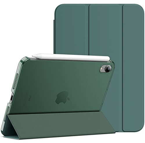 JETech Funda para iPad Mini (A17 Pro, 2024 Modelo, 7.ª Generación) / Mini 6 (2021 Modelo, 6.ª Generación), Soporte Delgado con Respaldo Rígido Carcasa con Auto-Sueño/Estela (Verde Brumoso)