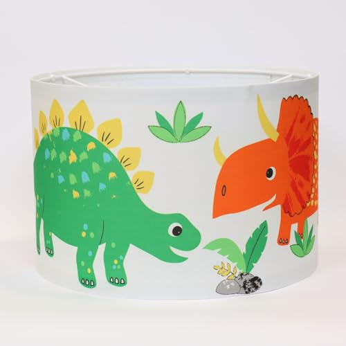 Happy Linen Company Girls Boys Kids Dinky Dino Dinosaurs Multi Ceiling 30cm x 20cm Lamp Shade