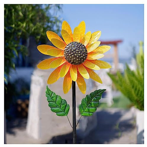 VVLXRIC Sonnenblume Windrad Blume, Sonnenblume rotierende Doppelschicht Windrad Sunflower Breeze Rotator, Ornamente für Garten