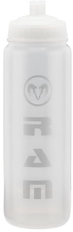 Ram Rugby Water Bottle 750ml - Ergonomic Finger Grip Design with Push-Pull Lid & Screw Cap for Easy Cleaning - Durable, Lightweight Sports Bottle for Training & Matches - Black/Silver or Clear Options