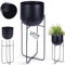 Vilde Cache-pot sur support en métal Noir 16,5 x 42 cm