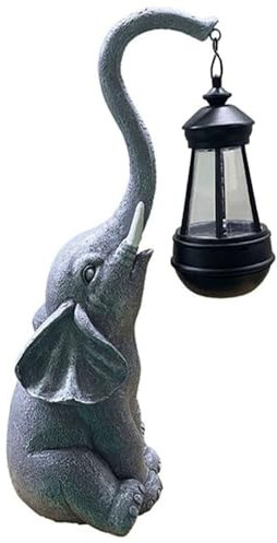 Elefant LED Solarlaterne warmweiß inkl. Akku Gartenlampe Solarlampe Laterne Solar Lampe Grau