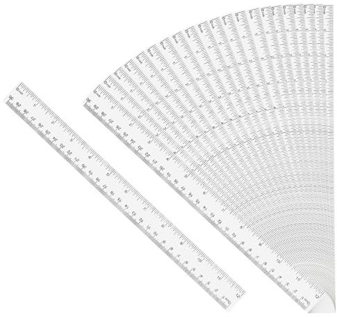 30er-Pack 30cm Kunststoff-Lineal-Set, Zoll und Metrisch Transparentes Lineal mit Zentimeter und Millimeter Gerades Lineal für Kinder Klassenzimmer Büro Zuhause Schule (Klar)