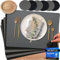 Mahewa® 6er Set Premium Tischset aus Kunstleder - Platzset abwaschbar und wasserdicht - Platzdeckchen Telleruntersetzer in Lederoptik (Dunkelgrau/Schwarz, Eckig mit Halter)