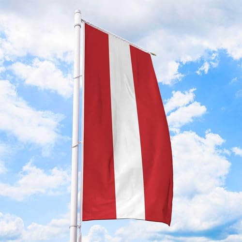 Österreich Flagge 150 x 600 cm - für Fahnenmast, Österreichfahne aus reißfestem Fahnen-Polyester-Stoff, Hissfahne Hochformat für Querausleger wetterfest und UV-beständig