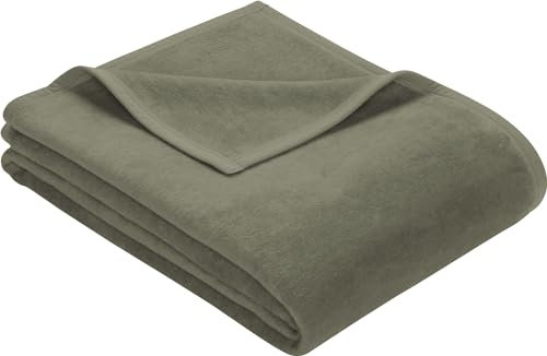 Erwin Müller Wohndecke, Wolldecke, Kuscheldecke Salbei Größe 100x150 cm - strapazierstark, weich, temparaturausgleichend (weitere Farben, Größen)