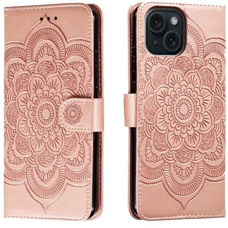 shingtomua for iPhone 15 Case Wallet with Card Holder Kickstand Magnetic Soft Leather Flip Fold Case for iPhone 15 Cover (Pink, iPhone 15)