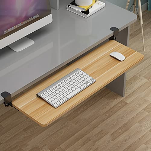 FYZLOIPU Arm Rest Under Desk Keyboard Tray - Teak/Walnut/White/Black Sliding Keyboard Shelf, Made of Sturdy Wood and Sliding System, Easy Pull-Out, Improve Posture and Shoulder Pain