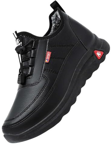 Generico Anfibi Donna Invernali Stivaletti Pianta Larga Scarpe Invernali comode in Cotone Antiscivolo per Le Donne Stivali da Neve Waetpoof Scarponcini da Neve Donna Stivali Comodi Donna (Black, 36)