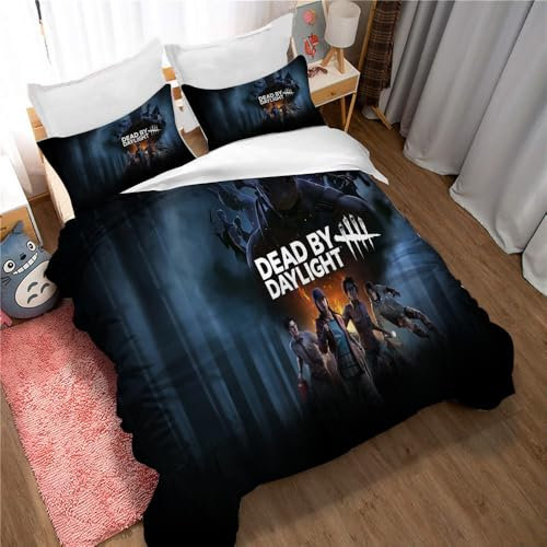 Ste-X Bettbezug Dead by Daylight, 2 Kissenbezüge, Warmes, Weiches, Glattes Bettset Mit Seitlichem Reißverschluss, 3-teiliges Bettwäscheset (DBD 06,135x200cm)