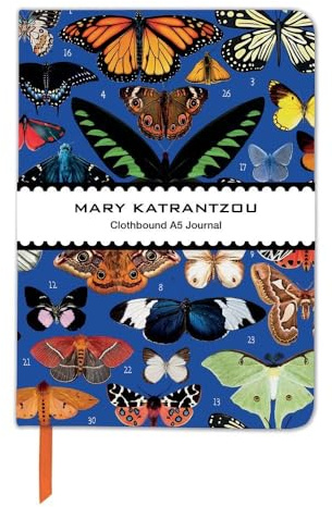 Museums & Galleries Mary Katrantzou Butterflies - A5 Clothbound Journal - Lined Notebook - 240 Pages - Bookmark Ribbon