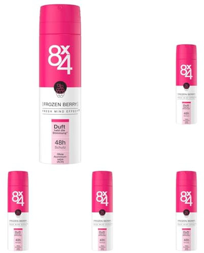 8X4 Frozen Berry Deospray, Deodorant mit fruchtig-floralem Duft, erfrischendes Deo ohne Aluminium (ACH) mit 48h Schutz für jeden Hauttyp (150 ml) (Packung mit 5)
