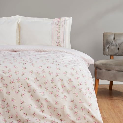 Karaca Home Glen Einzelbett Bettwäsche Set, 100% Baumwolle, Rosa