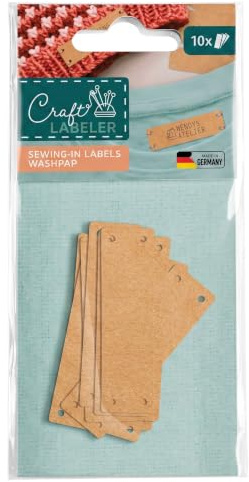 COLOP Craft Labeler Einnähetiketten | Washpap | 10 Stück | bestempelbar | Material aus Zellulose & Latex | Waschbar & Robust | Handmade Etiketten für Kleidung, Strickwaren & Taschen
