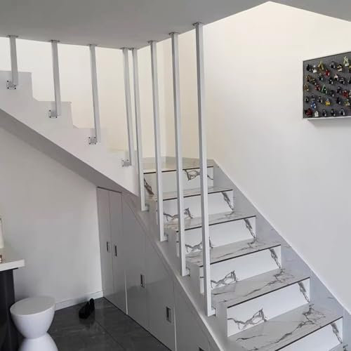 Corrimano Bianco per Scale Interne, Corrimano in Ferro Battuto Antiscivolo, Barra di Sicurezza a Forma di L, Corrimano da Soffitto per Scale, per Corridoi, Loft, Ville