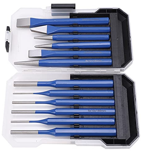 Garosa 12 -pcs -Meißel Punch Kit Konisch Zylindrisch Flacher Typ Blauer Griff Gravur und Stanzwerkzeuge Zum Schnitzen von Vorräten