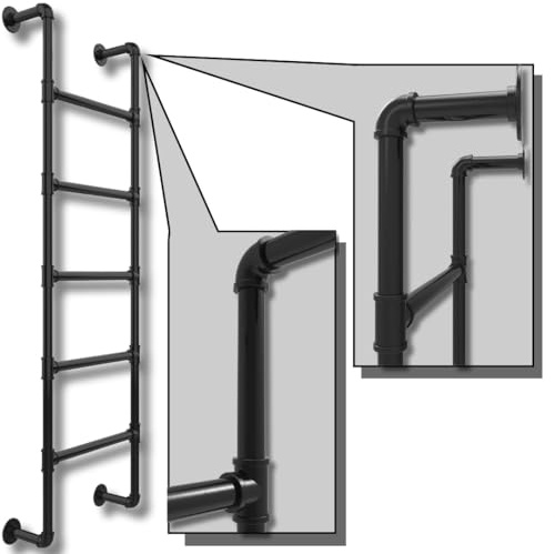 5-Step Wall-Mounted Ladder for Attic and Egress Windows | Five-step metal ladder for bunk beds, roof, or basement access with easy ascending and descending.