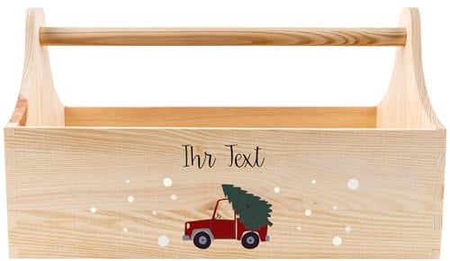 Creative Deco Werkzeugkiste Holz | Werkzeugkasten Personalisiert Weihnachtsgeschenke Weihnachtsbox | 34 x 18 x 20,5 cm (+/- 0,5 cm) | Werkzeugkoffer Geschenkbox für Männer | Toolbox