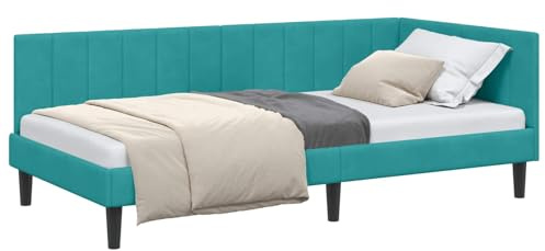 vidaXL Corner Bed with Velvet Headboard – Minimalist and Contemporary Bedroom Furniture Elegant and Chic