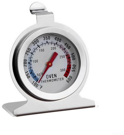 Termometro da forno, in acciaio inox, per forno ventilato e forno a gas, da appendere o appoggiare all'interno del forno, display audace