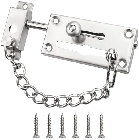Security Door Chain Lock Stainless Steel Slide Rail Anti Theft Chain Latch Heavy Duty Inner Door Security Chain for Family Home Apartment Hotel Bedroom Office Entry Safety Hardwar