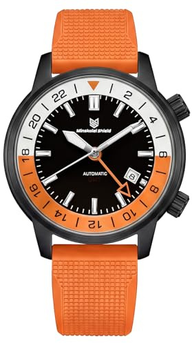 Minskolei Shield GMT Herrenuhr Automatikuhr GMT Dual-Zeitzone Armbanduhren Mechanische Uhren 42MM Edelstahl 100M Wasserdicht