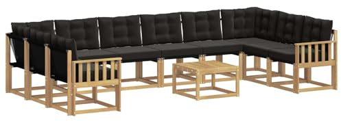 vidaXL Outdoor-Sofagarnitur mit Kissen 11 pcs Weiß und Schwarz, Garten-Sofa, modernes Outdoor-Satz, haltbare Terrassenmöbel, perfekte Lounge für Entspannung und Komfort