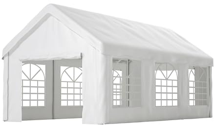 Generisch Garage per tenda per veicoli, 3 x 6 m, con doppio passaggio a scorrimento, robusta struttura resistente alle intemperie, tetto e teloni laterali rimovibili, robusto telaio in acciaio per