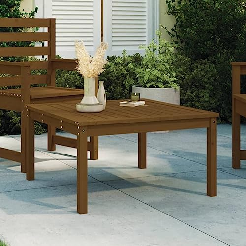 Xuvaracle Gartentisch Honigbraun 82,5 x 82,5 x 45 cm Massivholz Kiefer Outdoor Terrasse Balkon Veranda Bistrotisch Picknicktisch für Familie und Freunde