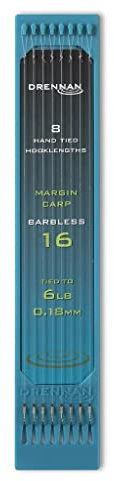 Drennan Hooks to Nylon Plate Length 6 inch Margin Carp Size 16