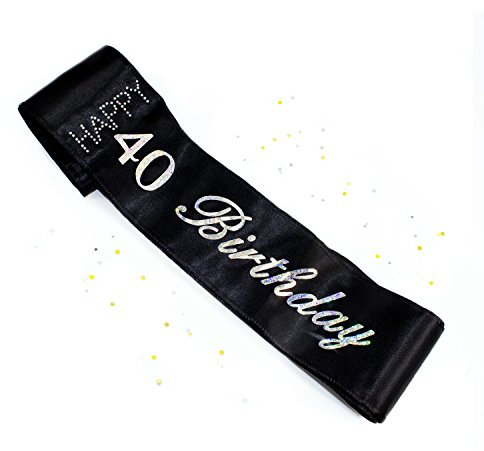 Oblique Unique® Schärpe 40. Geburtstag Happy Birthday (Schwarz)