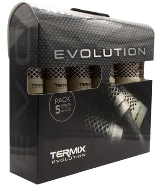 Termix Evolution SOFT -Paket mit 5 Thermo-Rundbürsten mit Leistungsstarken, Ionisierten Borsten, Speziell für Feines Haar. das Paket Enthält Die Durchmesser Ø17, Ø23, Ø28, Ø32 und Ø43