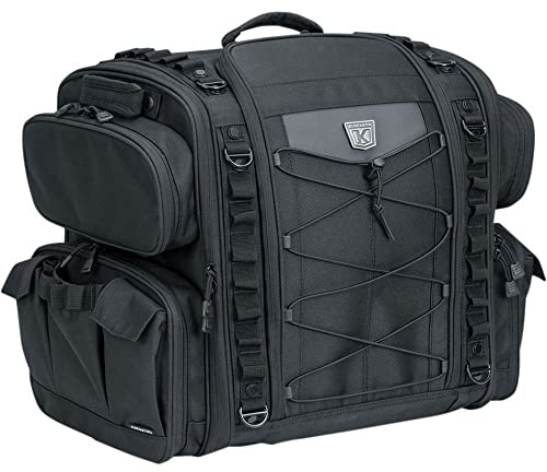 Kuryakyn 5284 Momentum Road Warrior Motorrad-Reisegepäck: wetterfeste Sattel-/Kofferraum-/Gepäckträgertasche mit Sissy-Bar-Riemen, schwarz