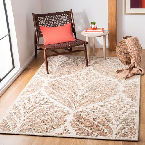 SAFAVIEH Modern Teppich für Wohnzimmer, Esszimmer, Schlafzimmer - Capri Collection, Kurzer Flor, Beige und Elfenbein, 122 X 183 cm