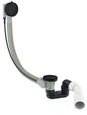 Omnires TK104-PLUS-3.43+64-SBL CGS Trop-Plein de Baignoire et Siphon de vidange, Black