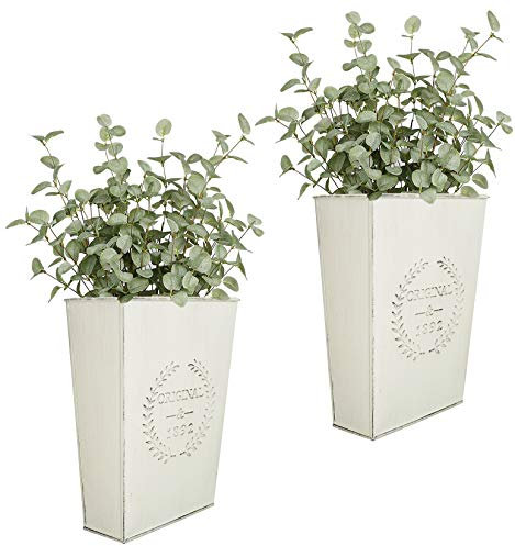 LESEN Set of 2 Farmhouse Metal Wall Planter,Rustic Wall Decor Country Hanging Wall Vase Box for Plants Flower Home Decoration