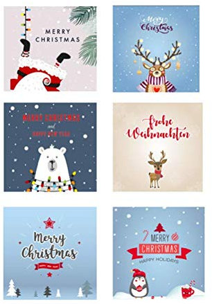 6 Premium Weihnachtskarten Klappkarten mit 6 weißen Umschläge Grußkarten für Weihnachten quadratisch 14,8x14,8cm Karten Postkarten Weihnachtskarten für Weihnachtsgrüsse